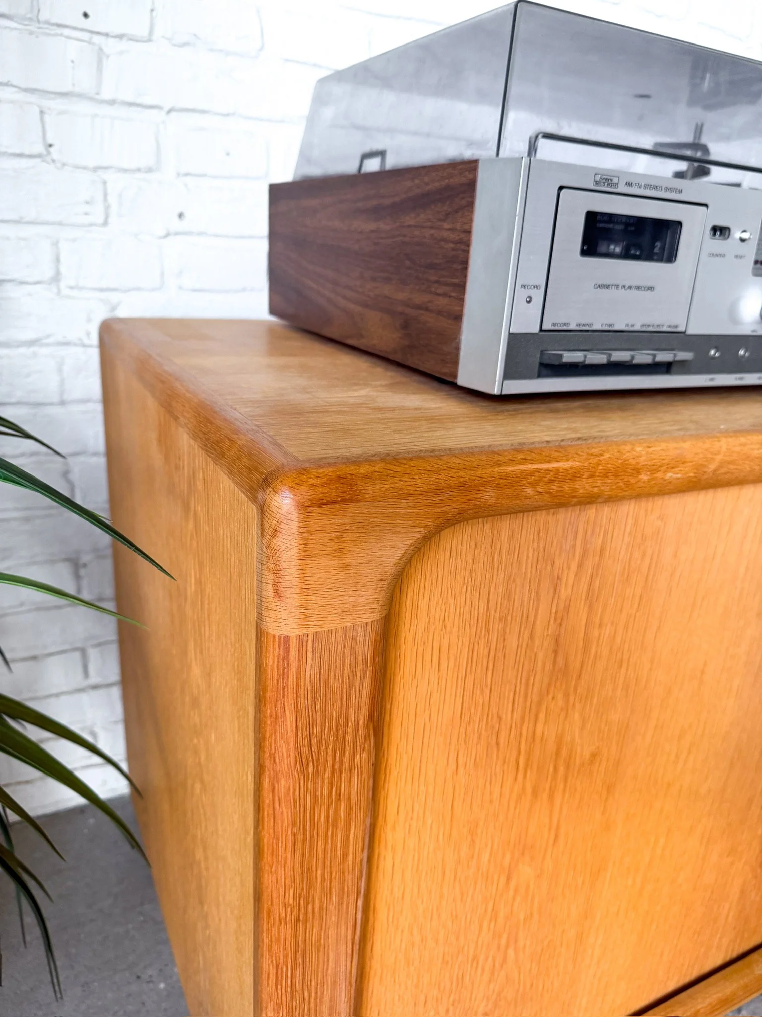 Dyrlund Danish Oak Tambour Door Media Cabinet9.jpg