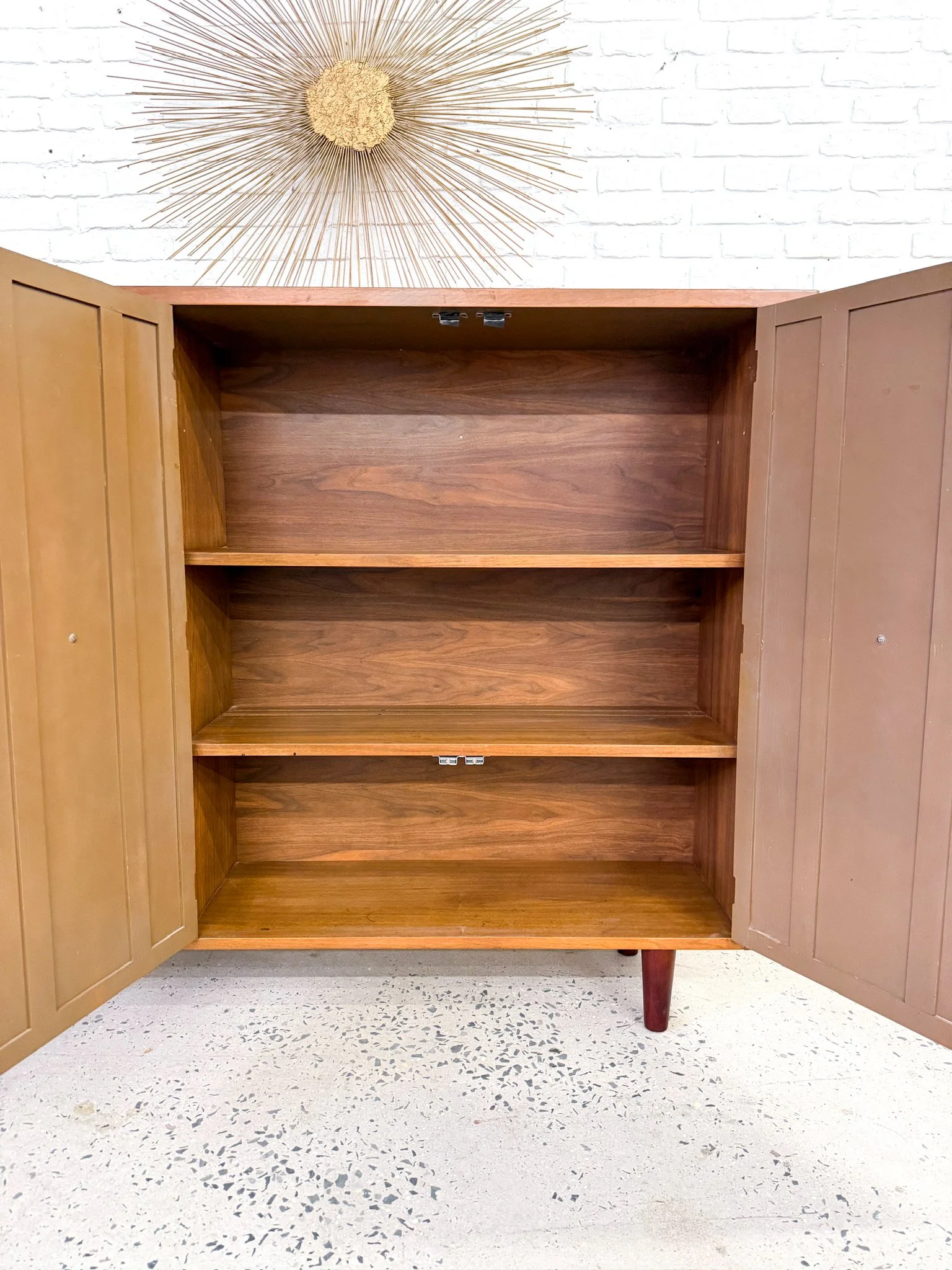 Walnut Curio cabinet with shelves and drawers9.jpg