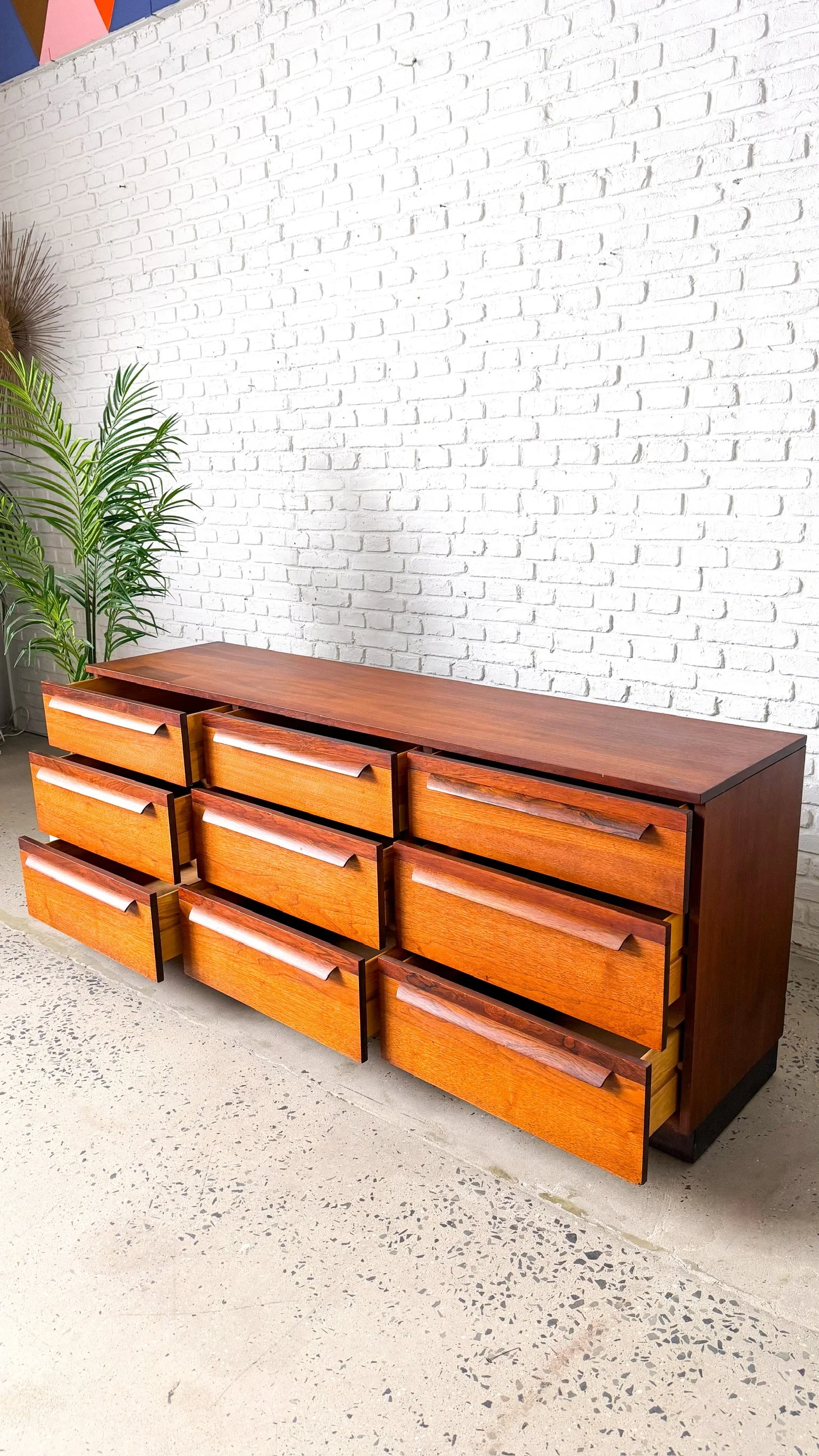 Mid Century Lowboy Dresser in Walnut and Rosewood13.jpg