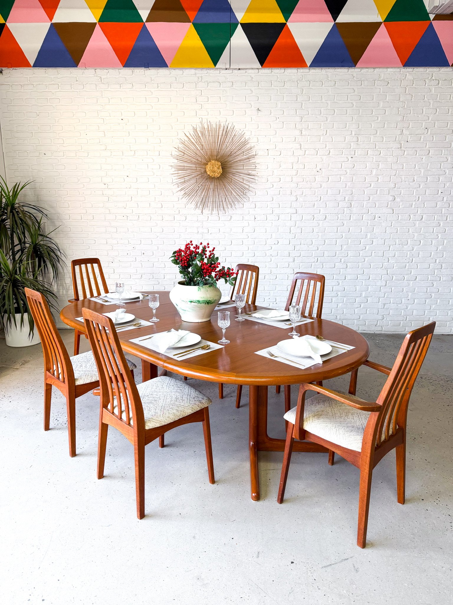 Danish teak circular dining table with two large leaves10.jpg