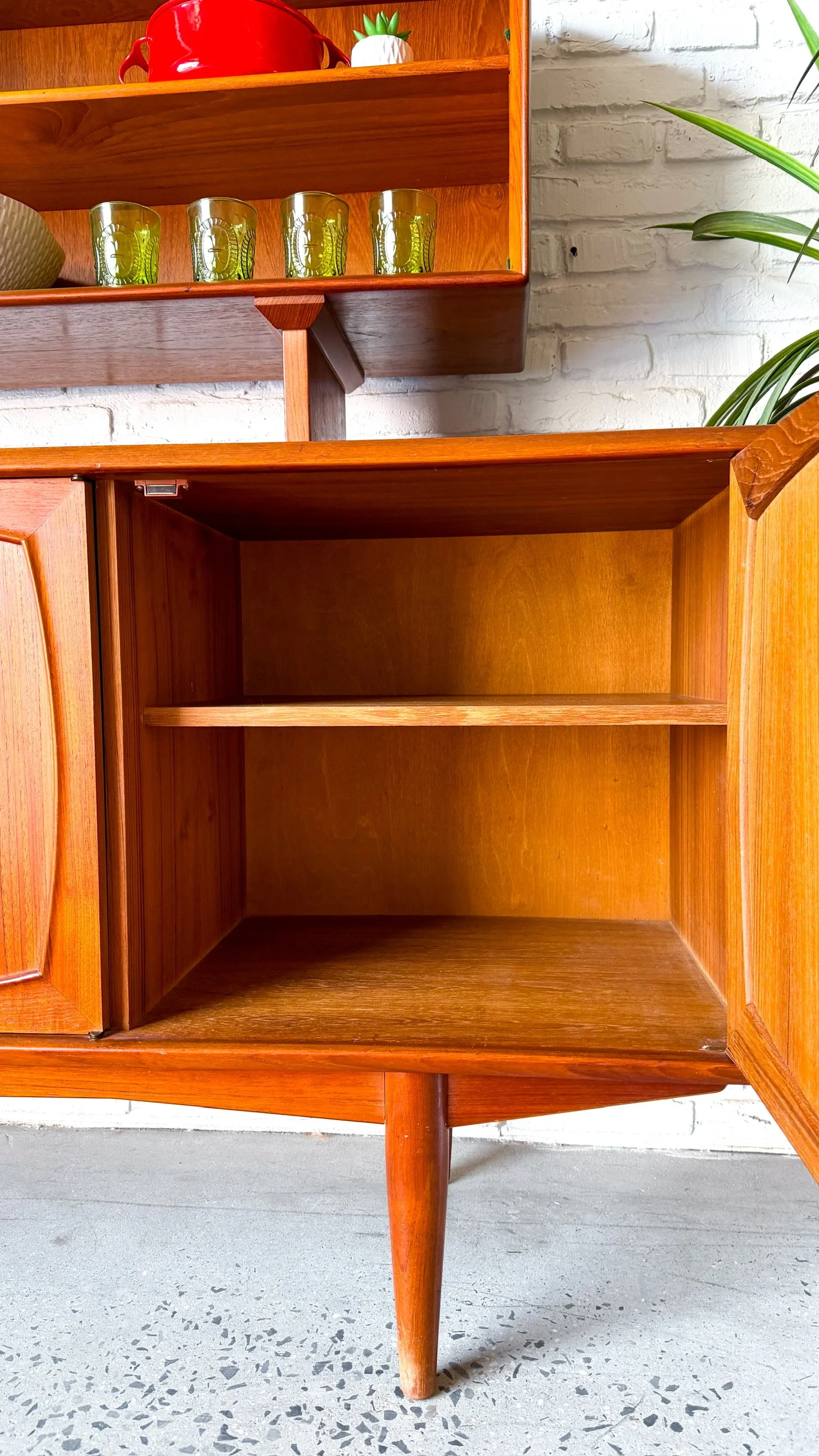Scandinavian Teak Credenza by Gustav Bahus with Hutch top by Dyrlund7.jpg