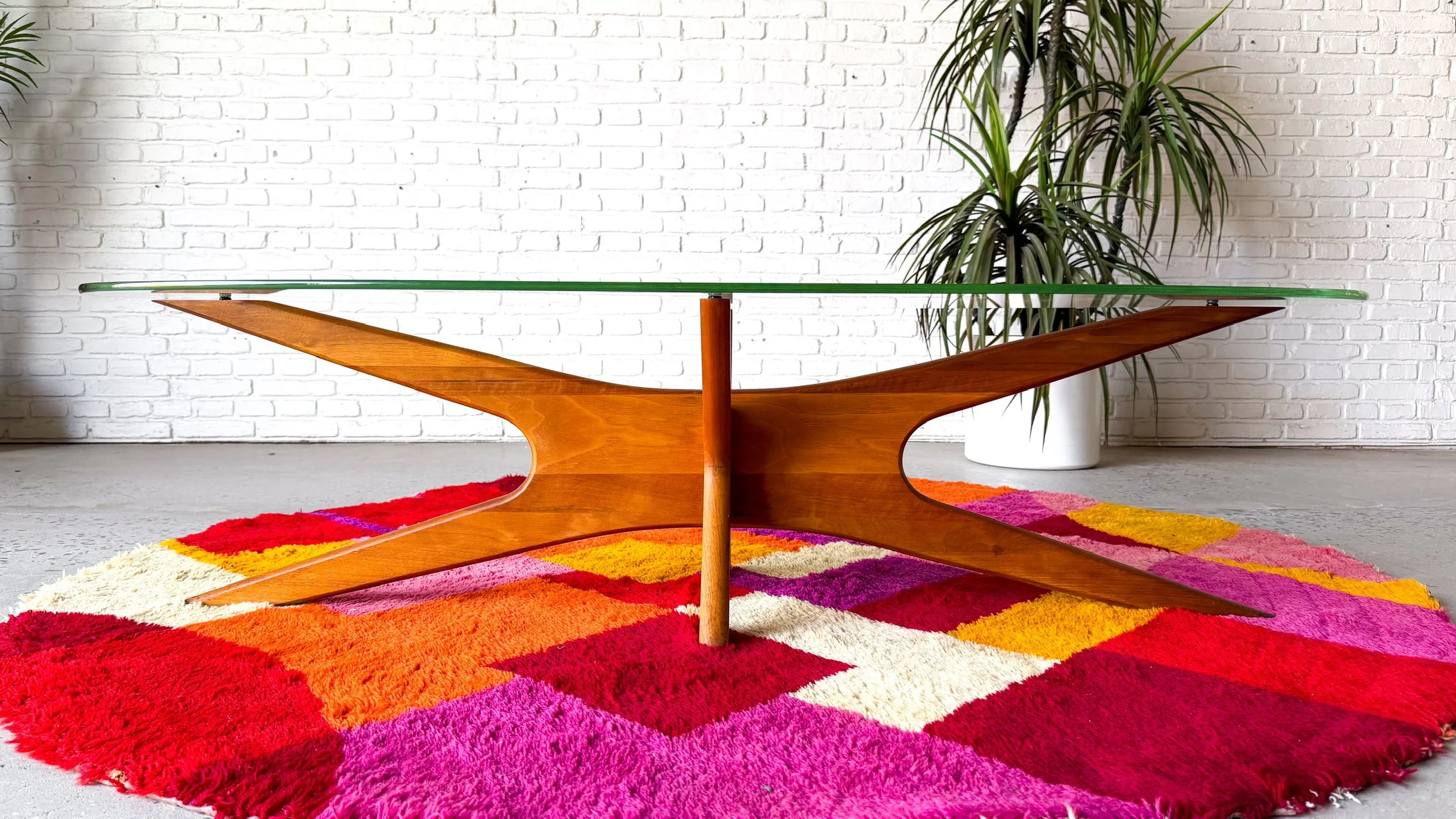 Designer, Adrian Pearsall, "Jacks" Glass Top Wood Base Coffee Table9.jpg