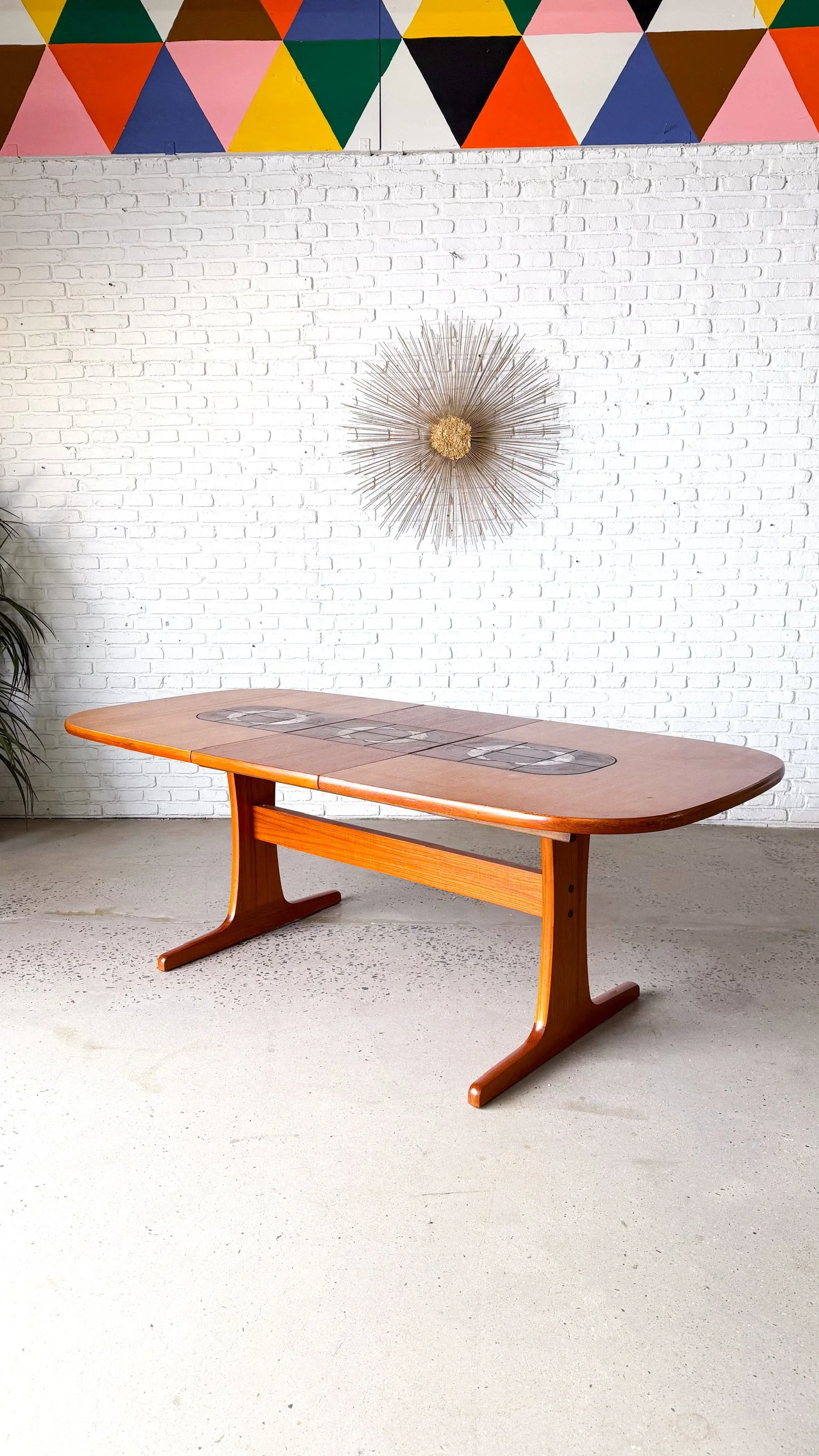 Danish Modern Teak Dining Table by Paul H. Poulsen with Tile Detail and Two Leaves4.jpg