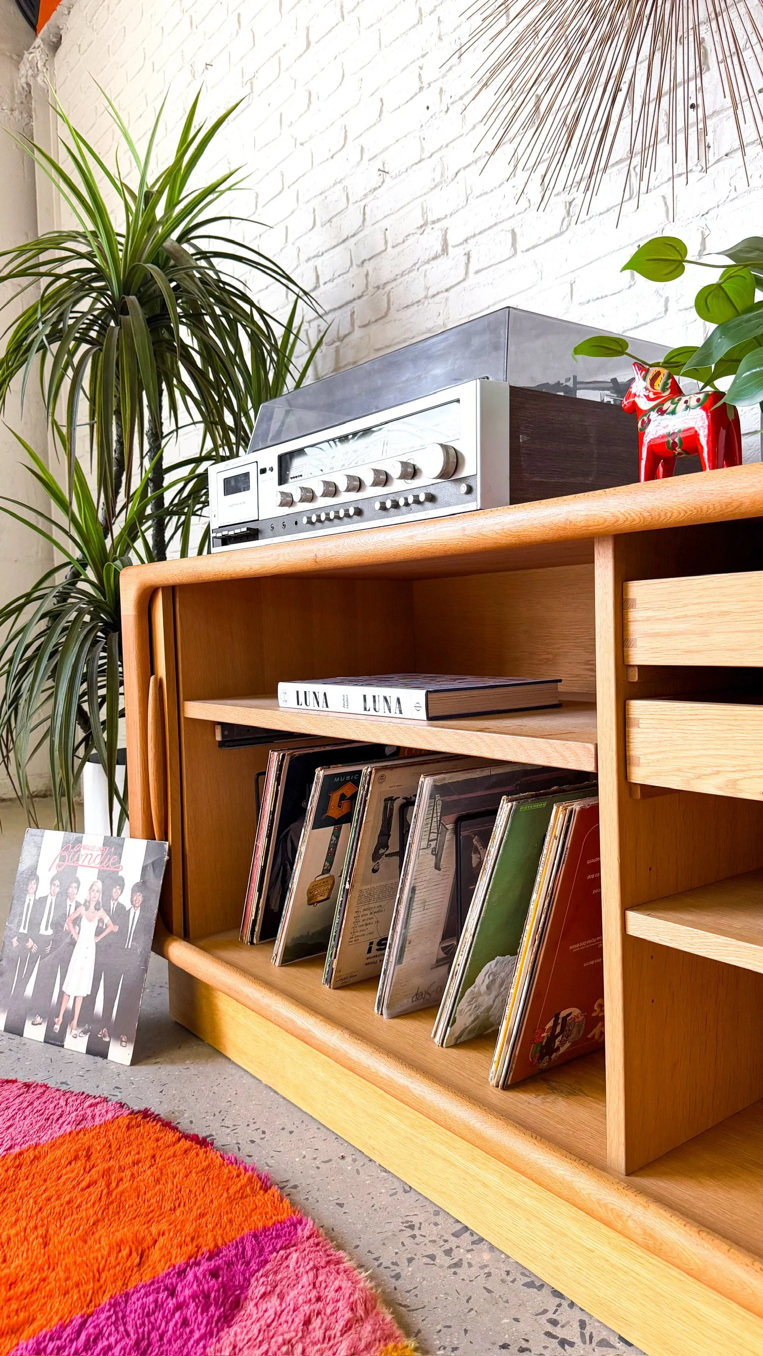 Dyrlund Danish Oak Tambour Door Media Cabinet14.jpg