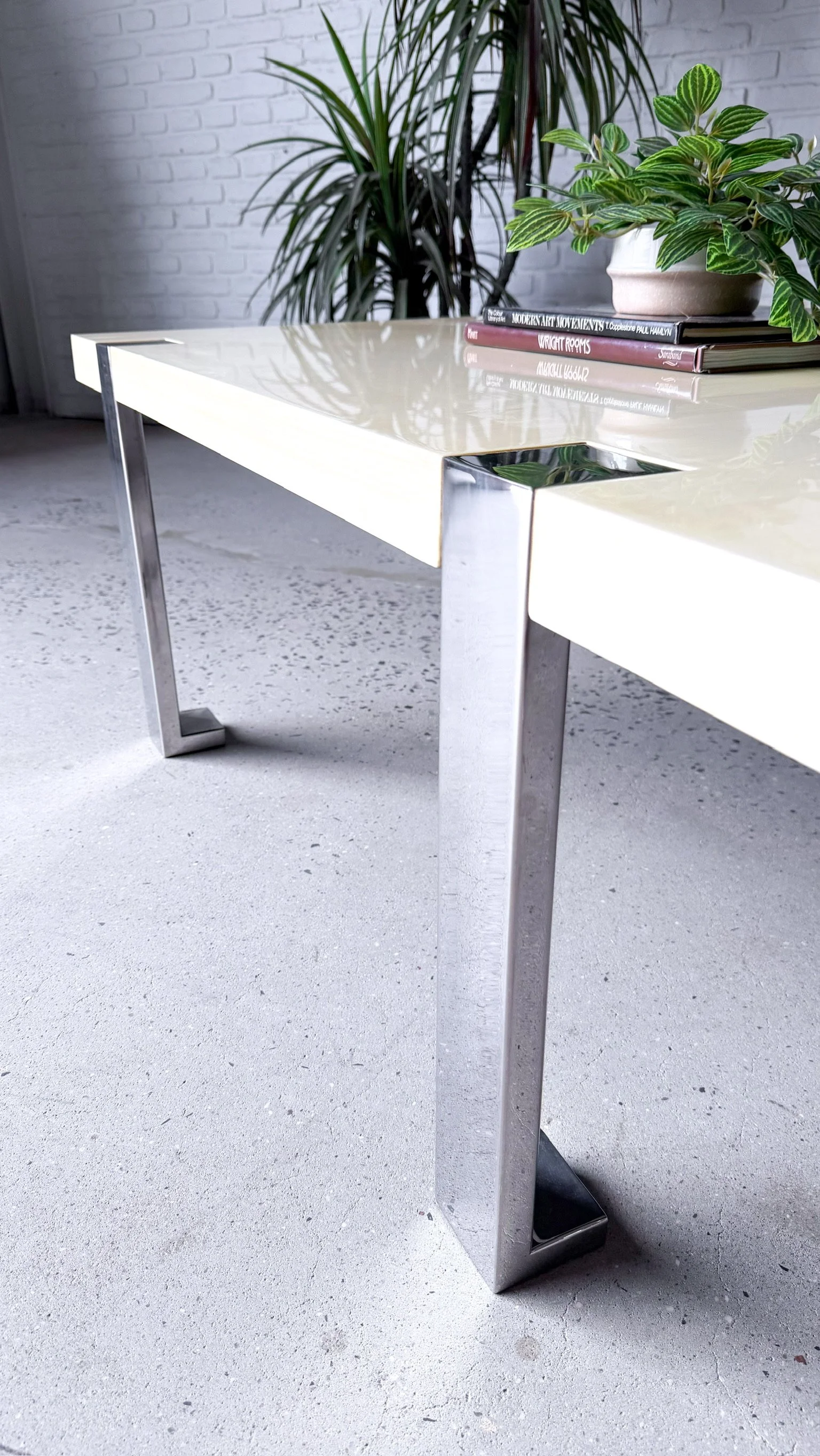 Rare Chrome and Laquer Post Modern Coffee Table9.jpg