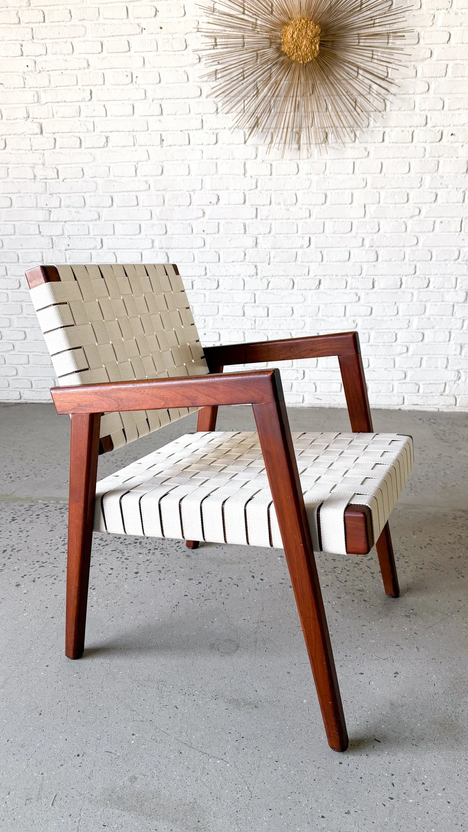 1950s solid wood side chair with NEW woven strap seat10.jpg