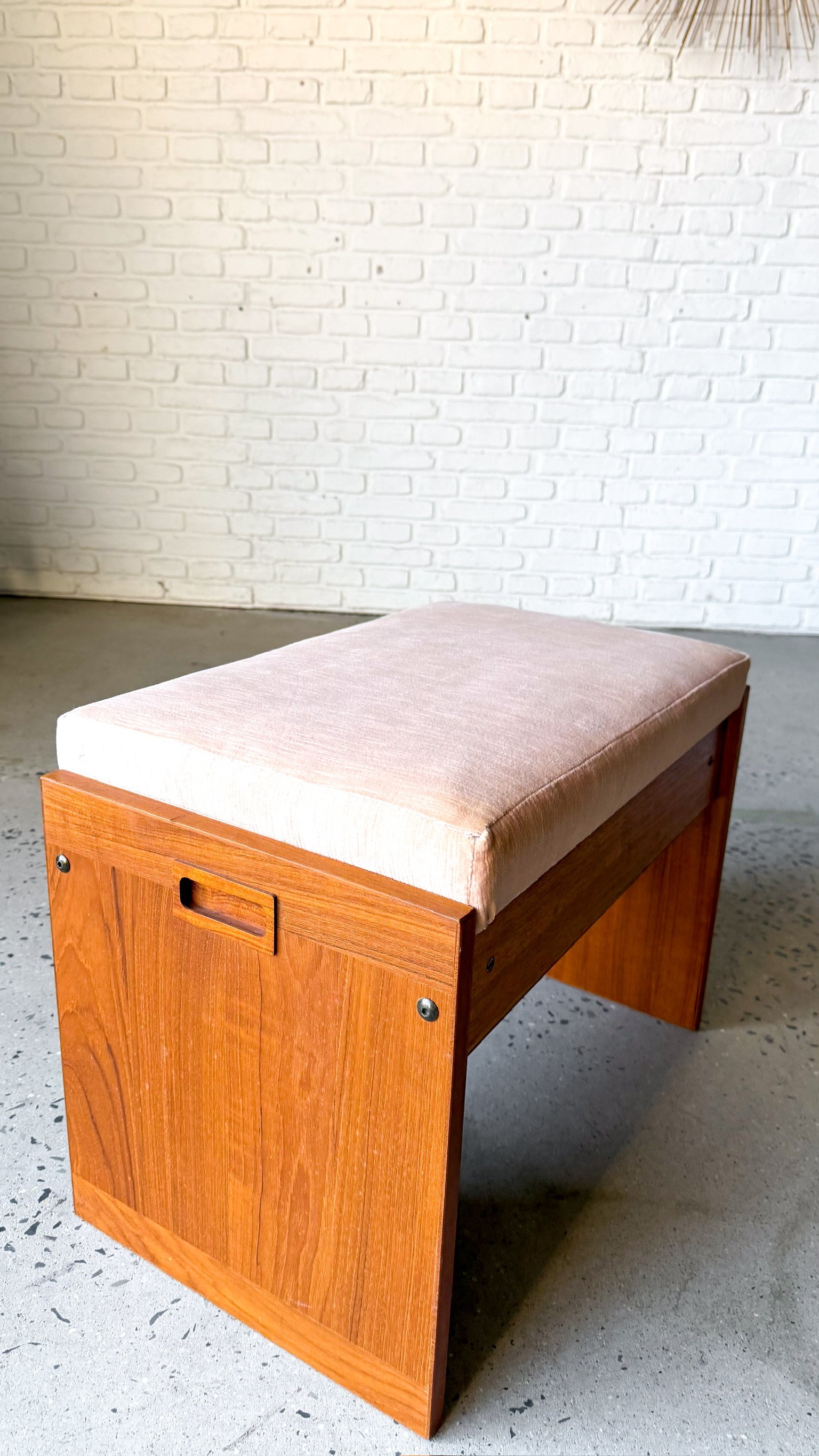 Small teak upholstered stool ottoman made in denmark4.jpg