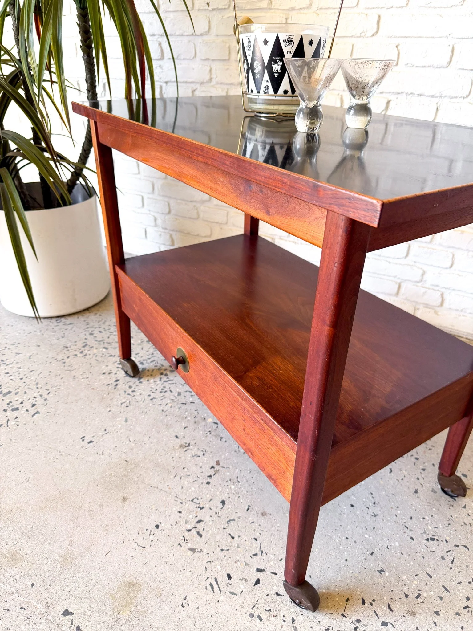 Founders Walnut Rolling Cart c. 1960s5.jpg