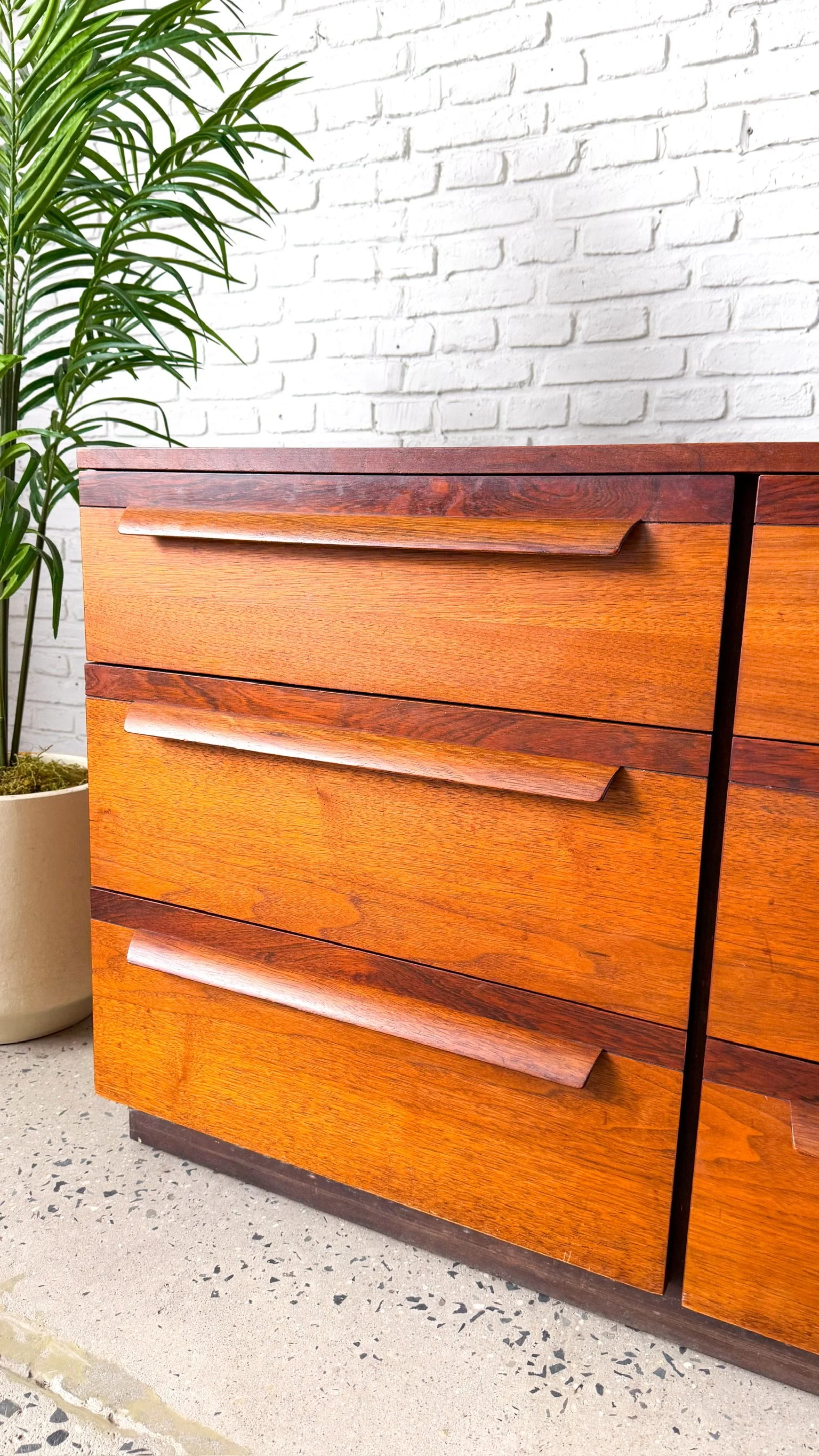 Mid Century Lowboy Dresser in Walnut and Rosewood12.jpg