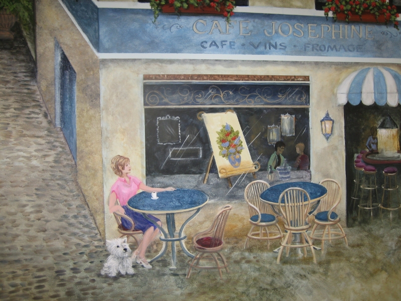 The homeowner's little Terrier enjoys an outdoor Cafe.