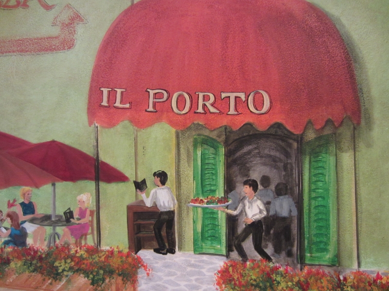 I imagined, and painted for him, a branch of his restaurant in Portofino...