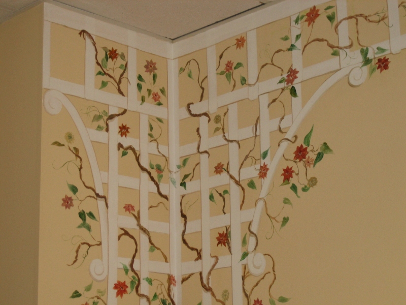 A trellis with vining flowers...