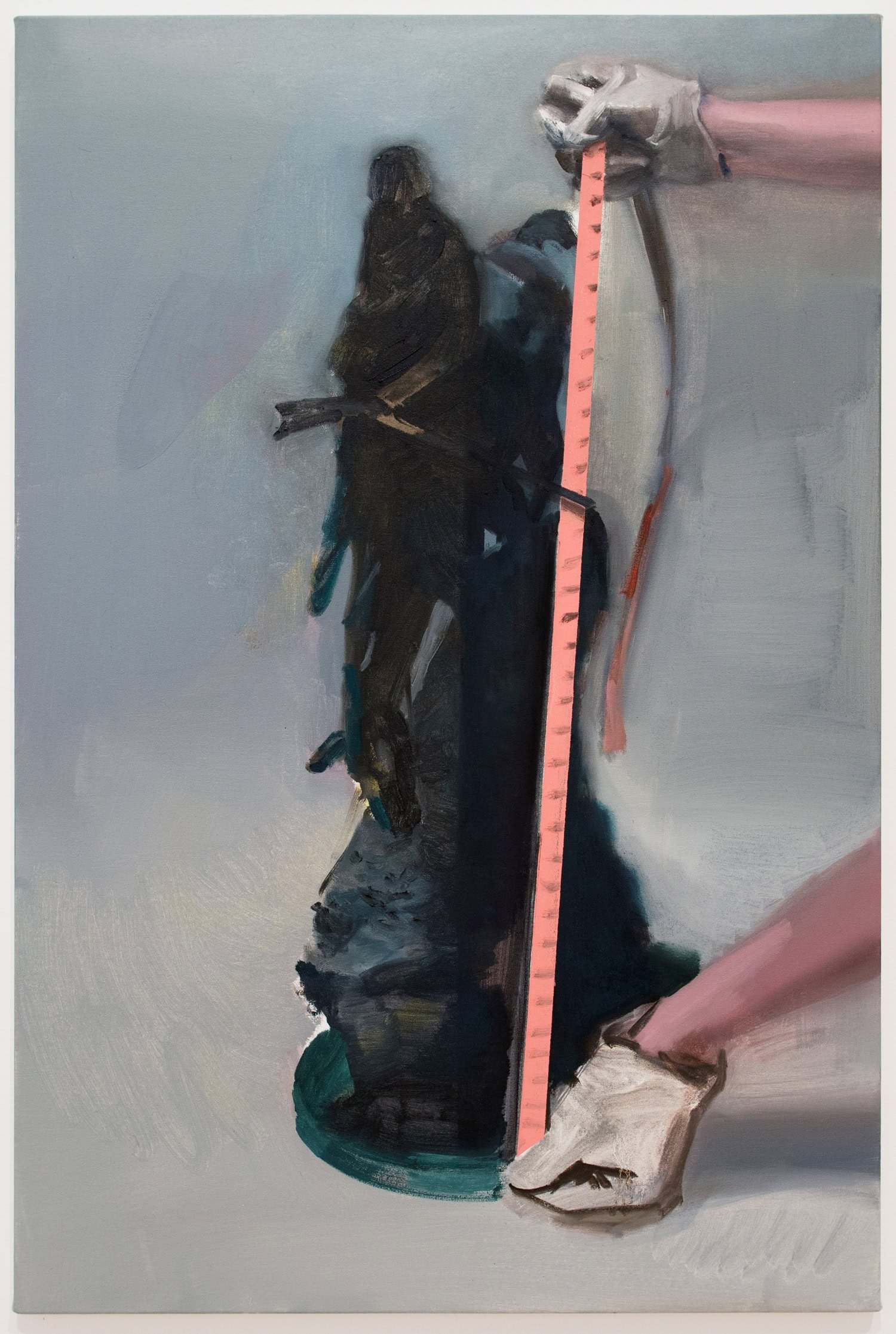 Measuring Mountain Man
Oil on canvas, 36” x 48”, 2018, Performance With Two Sculptures – paintings