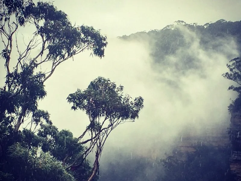 The lookout point at Bridal Veil Falls in the Blue Mountains, Australia.