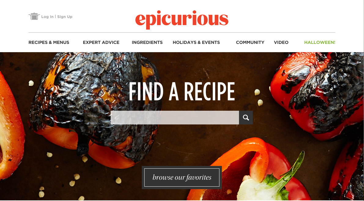   While I actually really liked the clean and polished look and overall feel of the Epicurious site, I found certain aspects of their search features to be difficult to use, especially for a novice user. To test out their search functionality, I simp