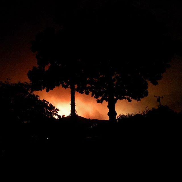 The view from my (Todd&rsquo;s) backyard on Monday night around 11:30 pm. Those flames are about 1000 feet from my house. That said as far as we know the fire was heading westward, and we may indeed still have a Home. Most importantly when we evacuat