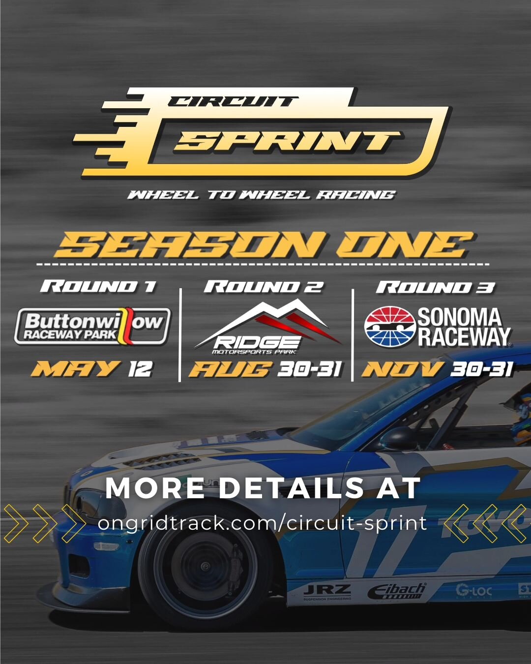 We proudly present the 2024 Circuit Sprint series schedule! 🏁
🎟️ Driver tickets for Round 1 will drop on Monday, 2/12! 🎟️ 
These events will run in tandem with our regular HPDE and Time Attack events so no one misses out.
With this short inaugural