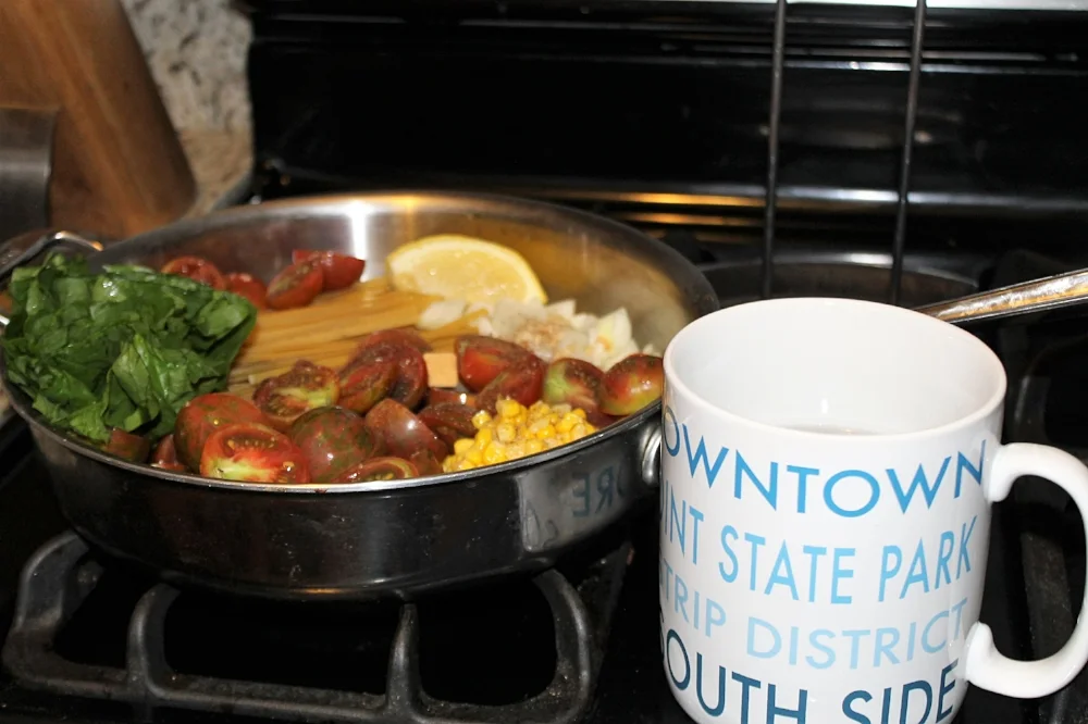 Enormous Pittsburgh mug used for measuring large quantities of water courtesy of Kevin, The Office loving pal and fellow cook.