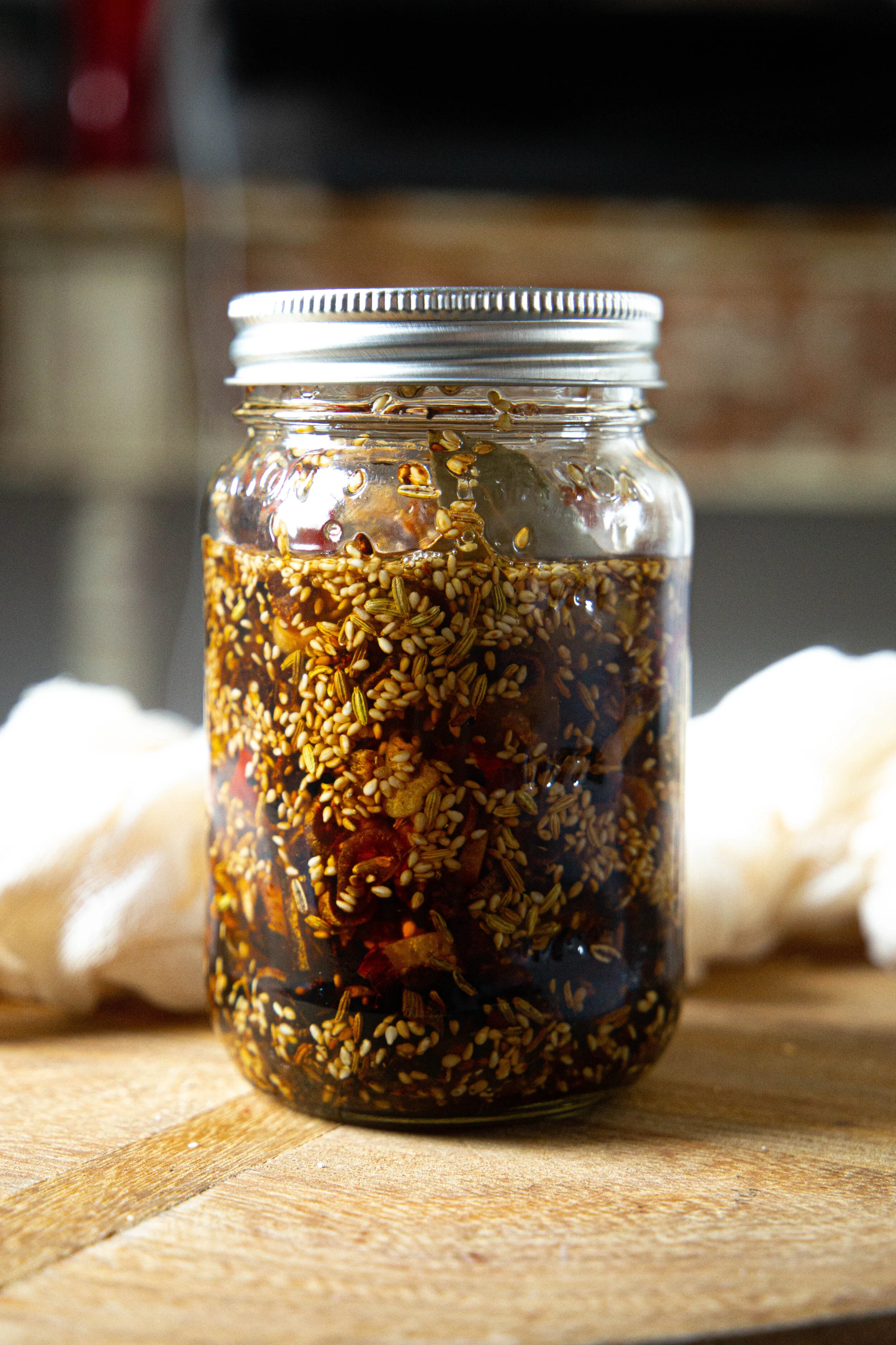 Crispy Chili Crunch Oil — page & plate