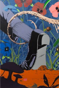 So Slips the Knot , 2016, Acrylic on canvas, 60 x 40 in, courtesy of Fredericks & Freiser, NY