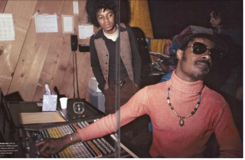 Michael Jackson watching Stevie Wonder create
