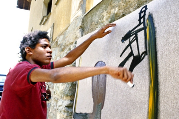 Jean-Michel Basquiat creating