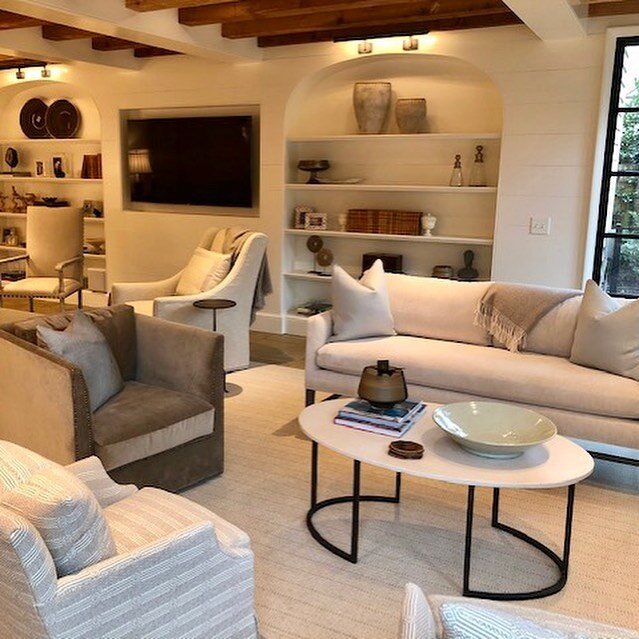 Waiting on a few accessories but we couldn&rsquo;t wait to share this beautiful space!
#catherinewaltersinteriors #familyroom