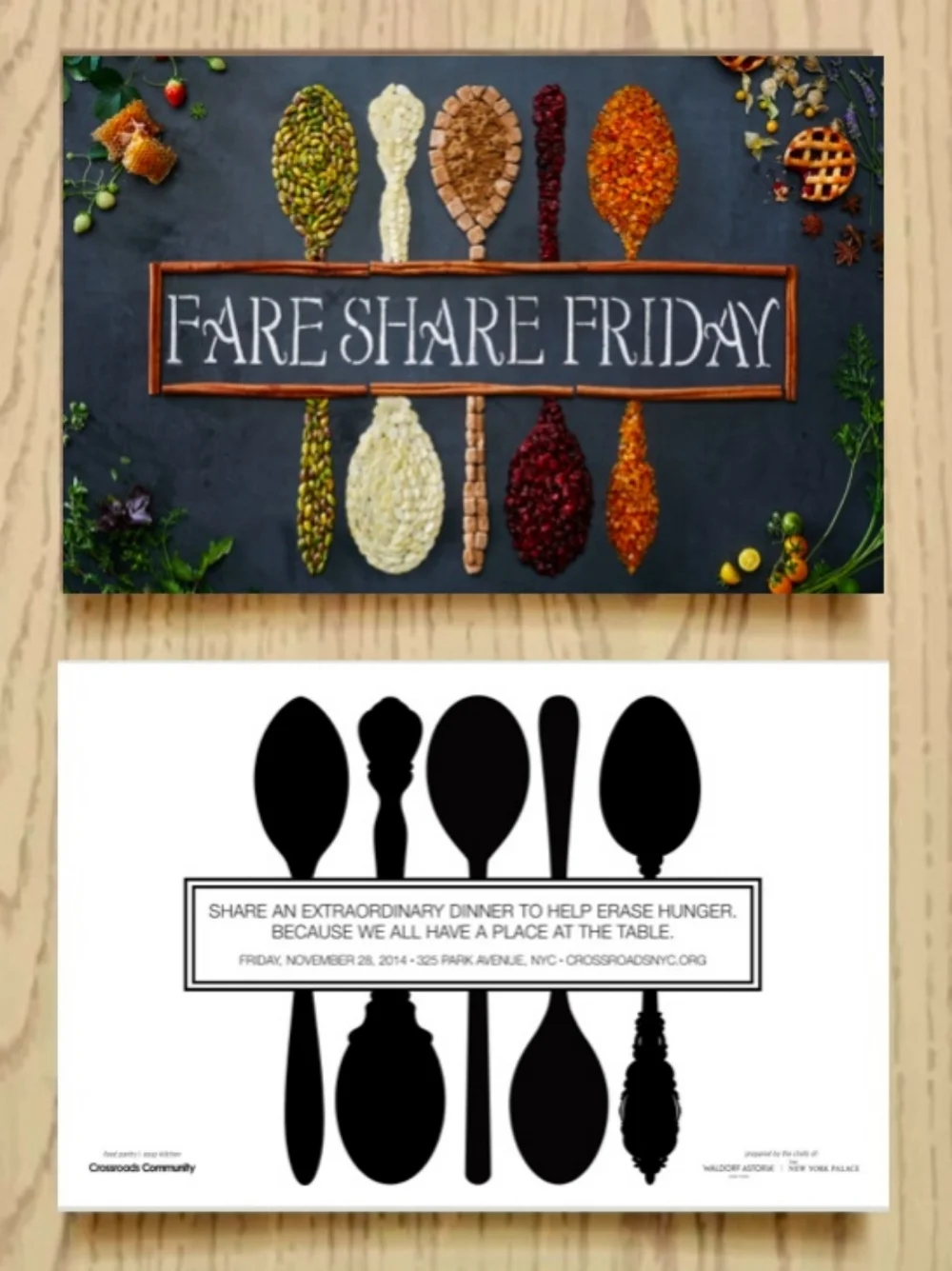 The Fare Share Friday logo appeared on event invitations that brought the homeless and those who support them together to share a special dinner the Friday after Thanksgiving.