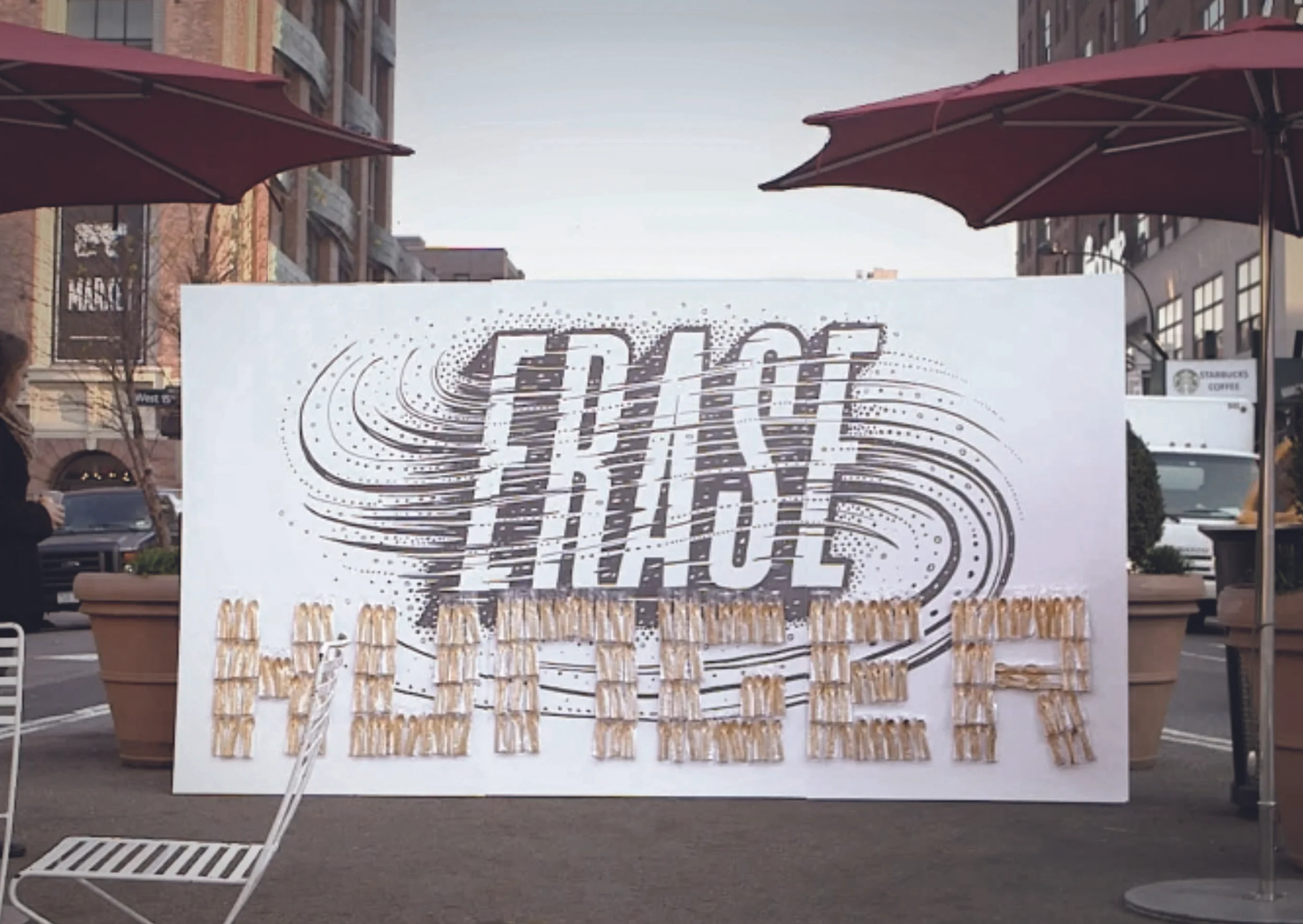 The Erase Hunger Project was designed around a pop-up that appeared in places all across New York City.