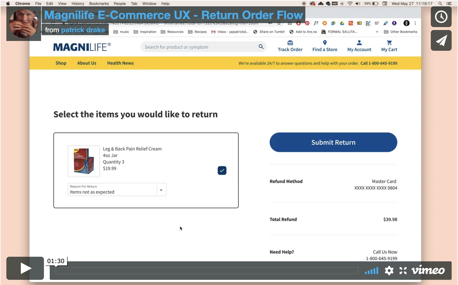 Magnilife E-Commerce - UX Flow Video: Returning Orders 