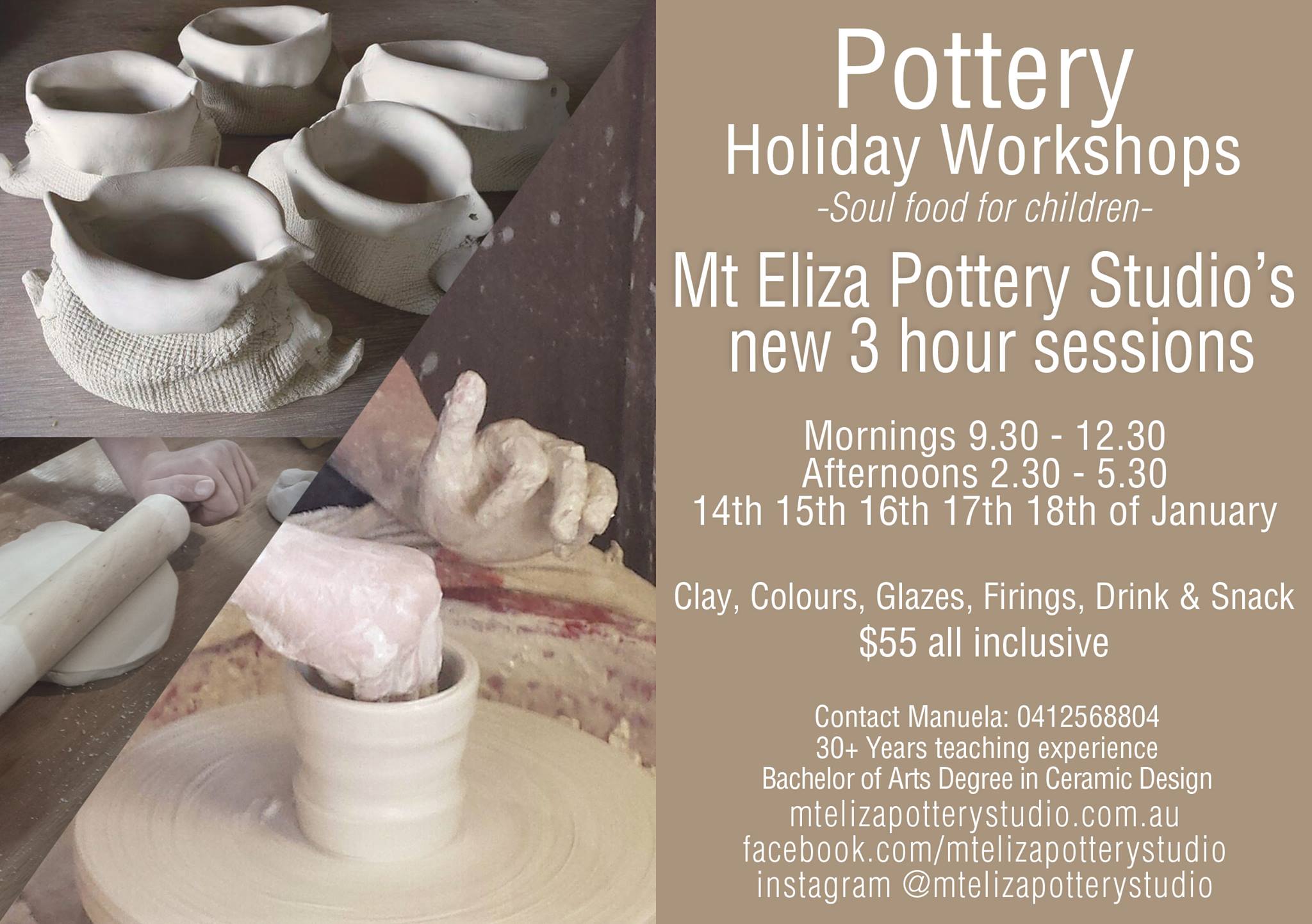 Mt Eliza Pottery Studio School Holiday Workshops