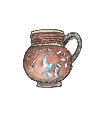 London, England Mug, 1690-1700 Stoneware, enamel, gilding, 1994.11