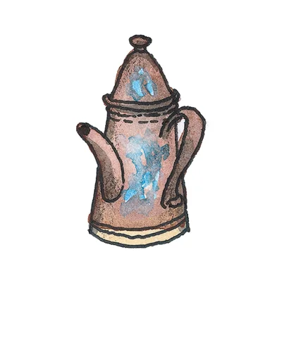 Staffordshire, England Coffeepot, ca. 1710 Stoneware, enamel, 2001.41