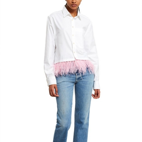 zara shirt with feathers