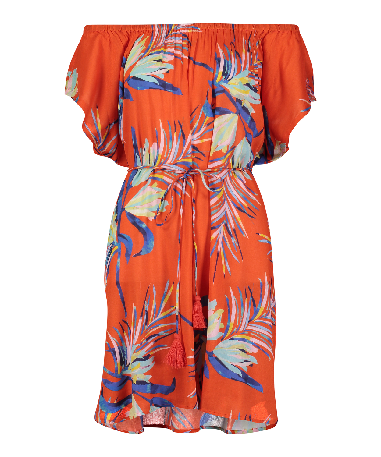 PARADISE PALM OFF THE SHOULDER CAFTAN, $59