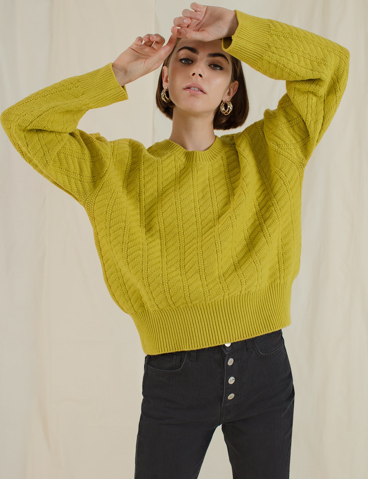 Chartreuse Cable Knit Sweater, $89