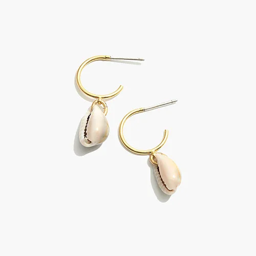 Cowrie Shell Mini Hoop Earrings shell jewelry.jpg