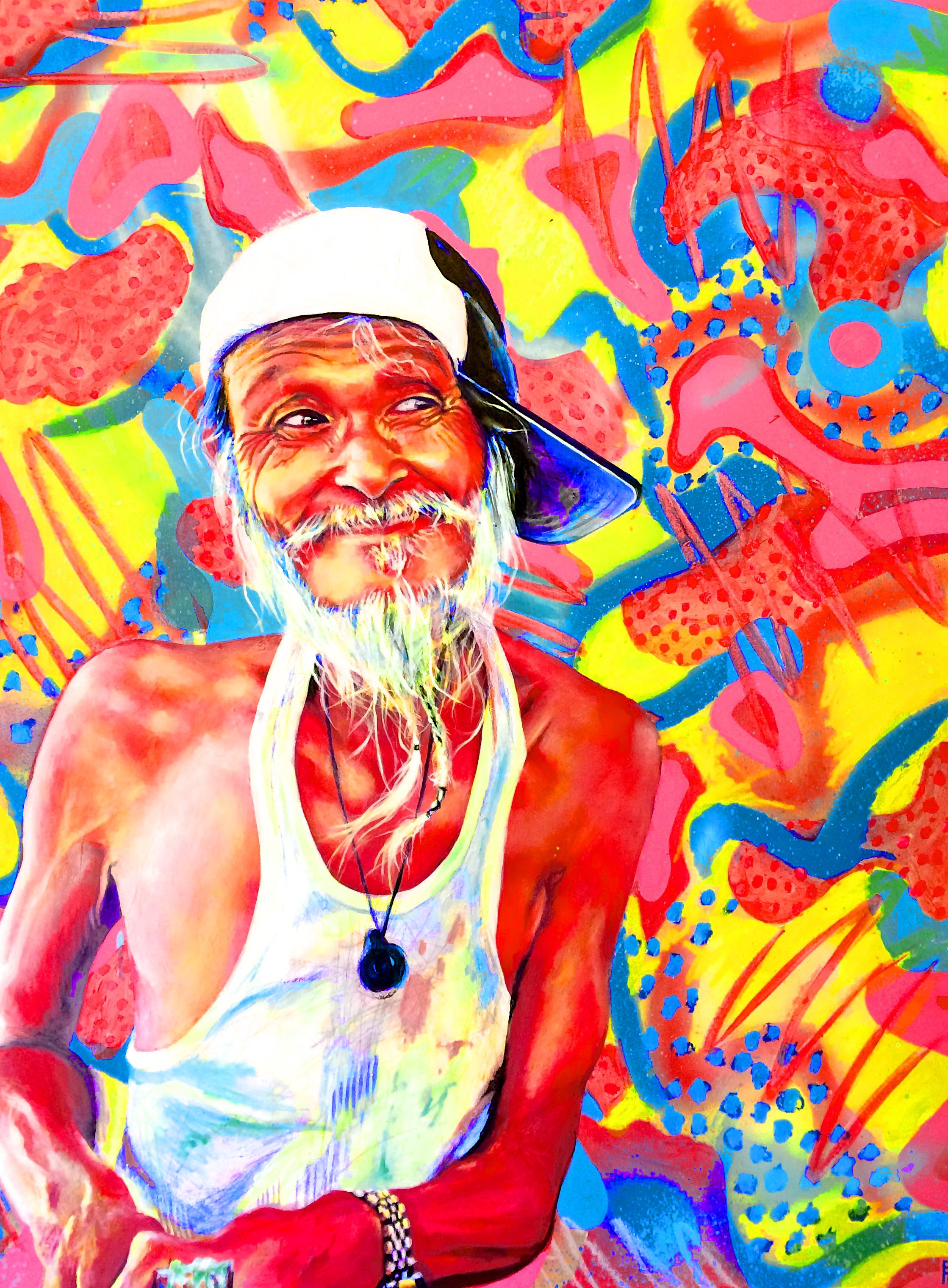 MONGO - acrylic, spraypaint & pastel on panel