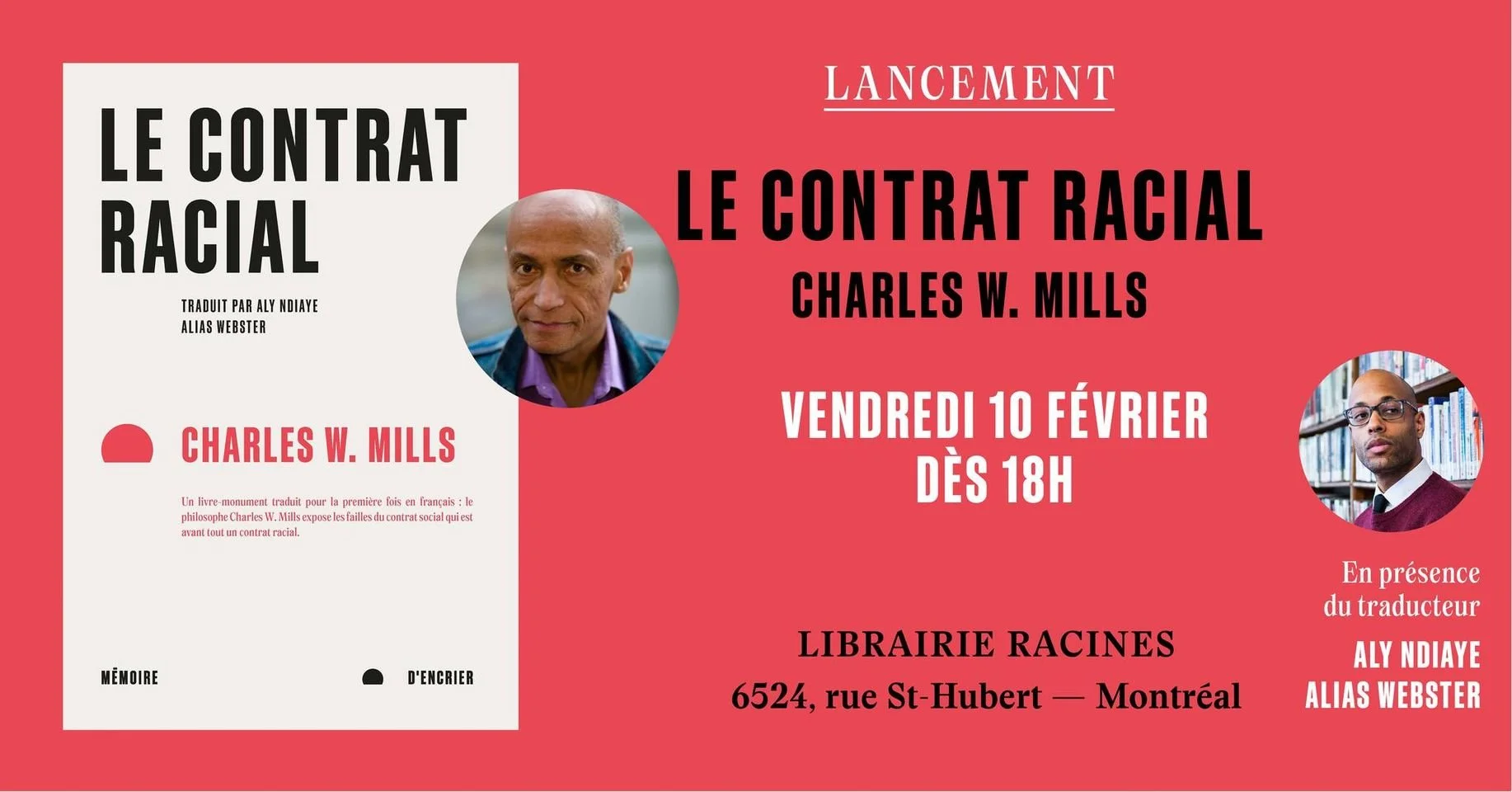 10 février | Lancement Le contrat Racial (Montréal)