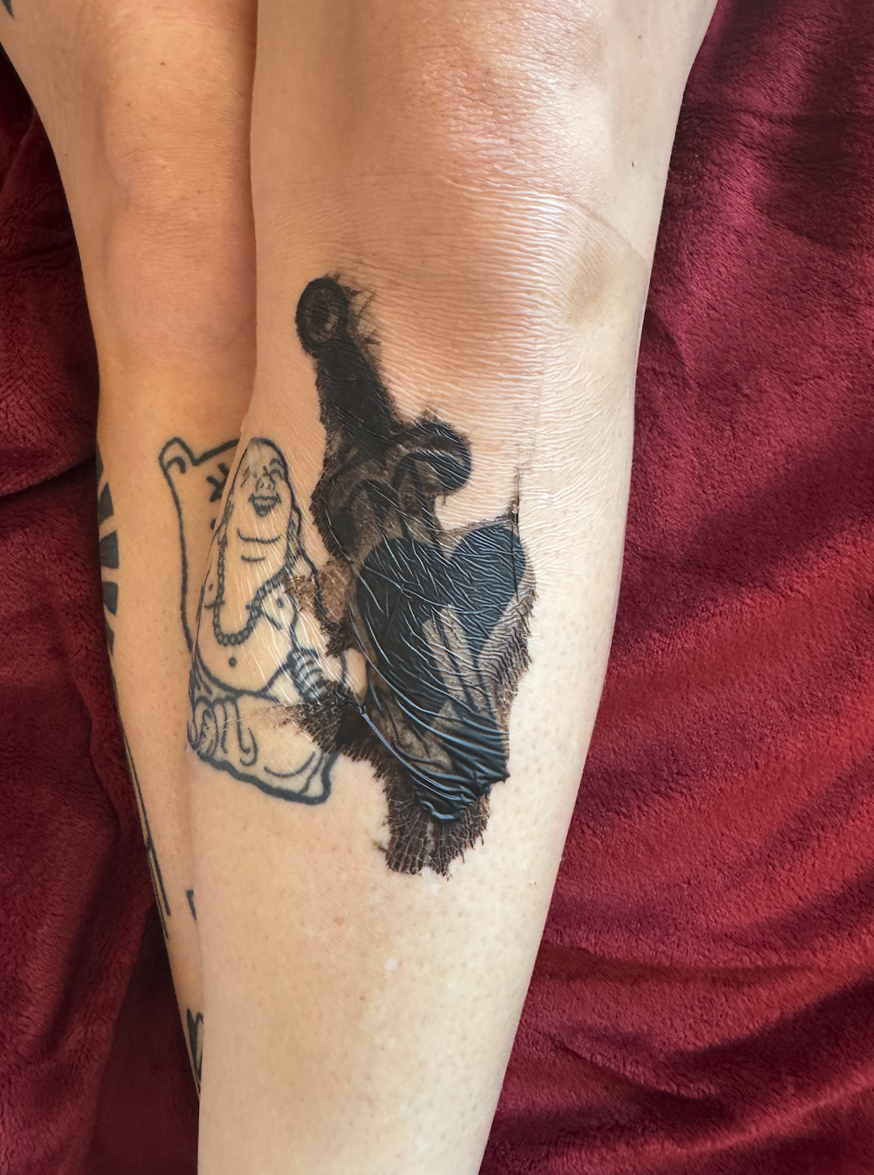 Example of second skin tattoo healing.