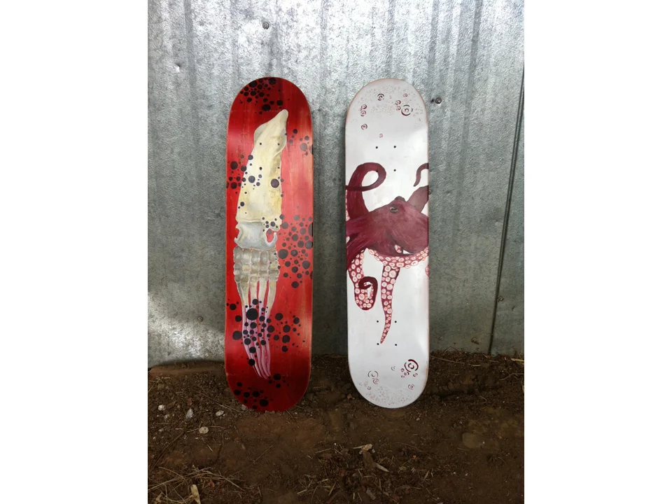   Suckers  Acrylic on blank skateboard decks 2011 