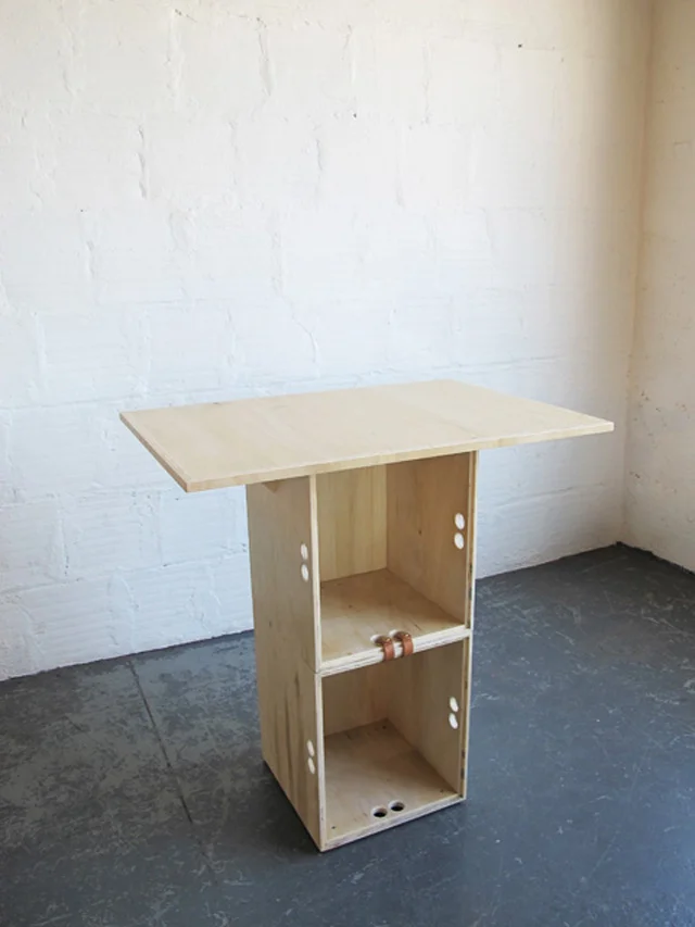  Sales table that has a removable top and base that is comprised of two storage/carrying boxes 