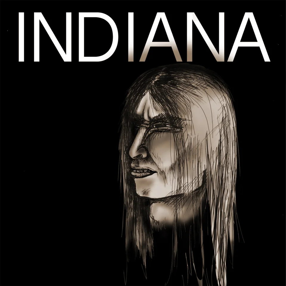  INDIANA CD COVER + JACKET  Front and back covers and CD jacket designed for INDIANA, a rock band from Kempten, Germany for their first CD release. All original artwork.  Pictured above: front cover 