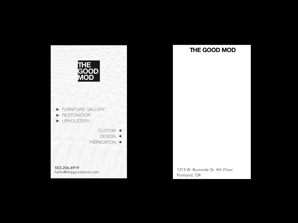  Business card design using an image of one of the products produced by the company as a background 