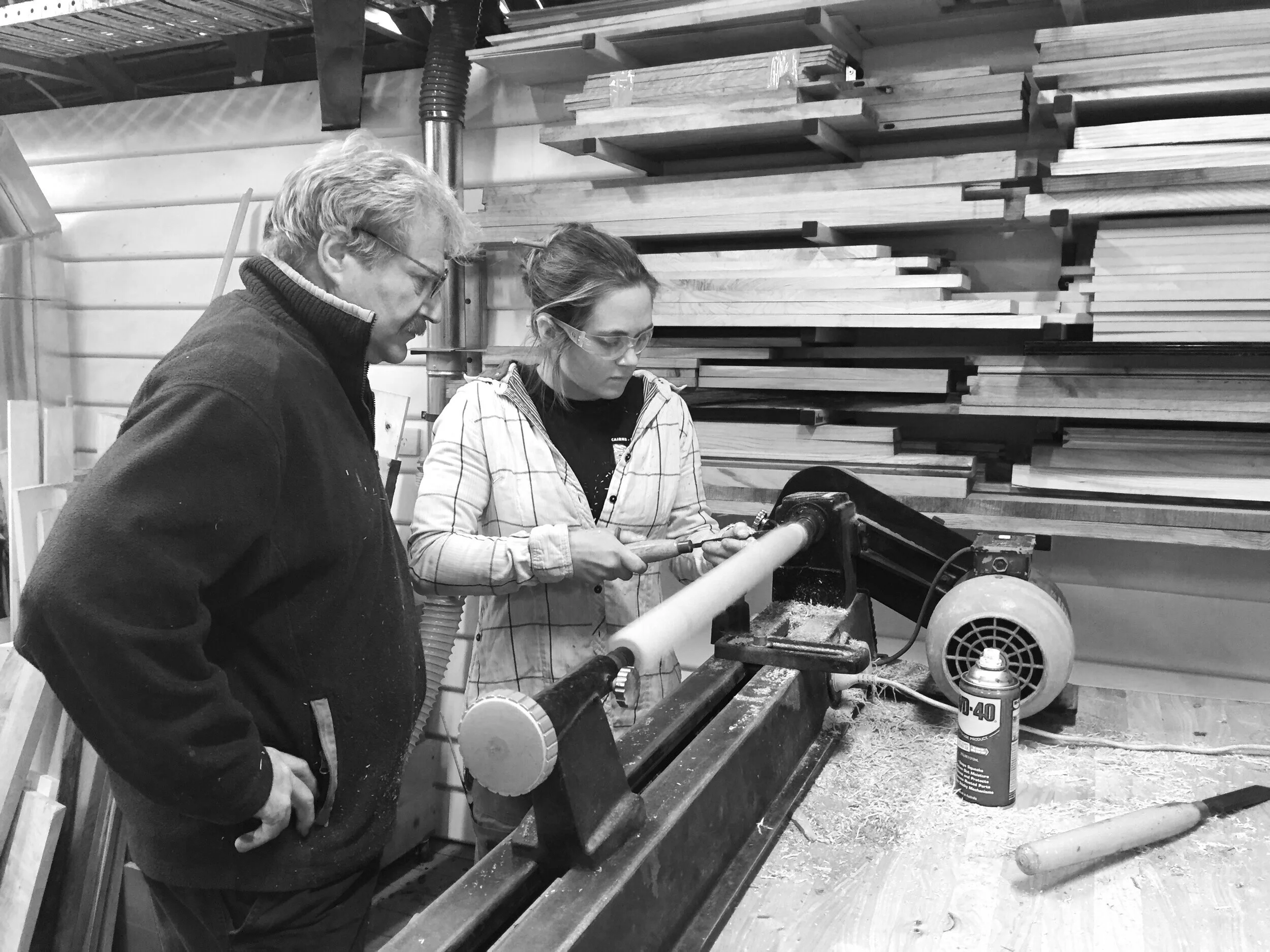  Learning to turn with Chris Bush of the Derwent Valley School of Creative Woodwork in New Norfolk, Tasmania 