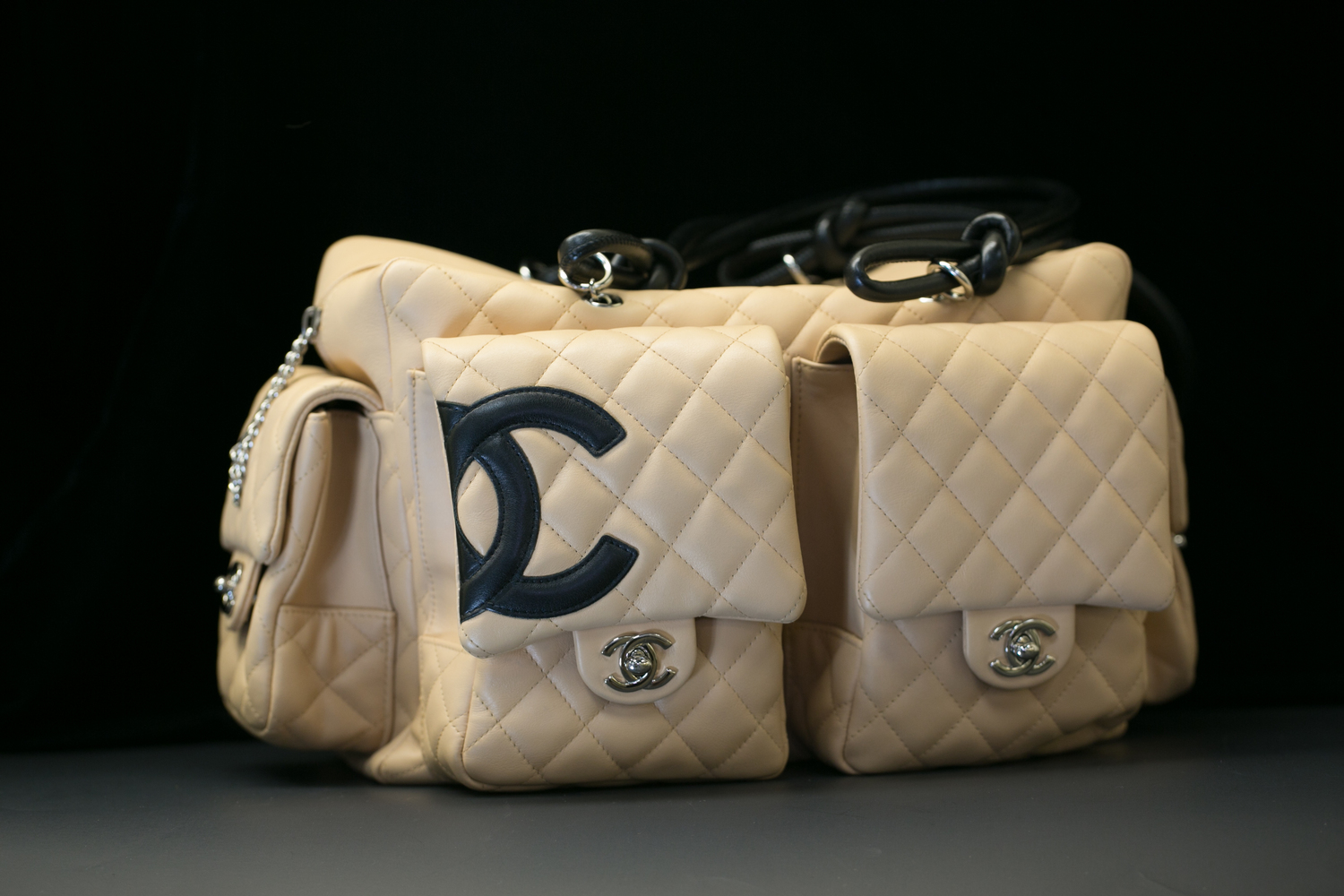 Chanel Beige/Black Quilted Ligne Cambon Reporter Bag — New York Diamond  Center