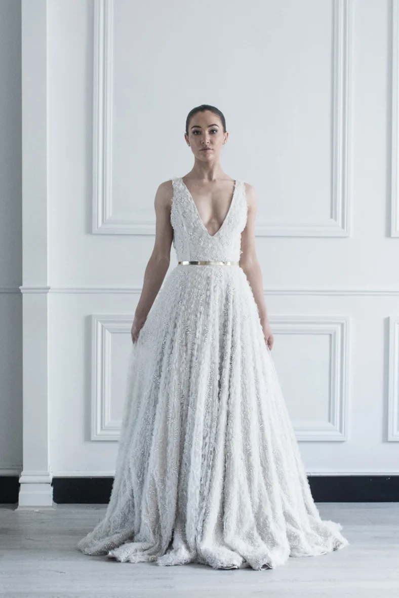 02.&nbsp; CHOSEN BY ONE DAY  . &nbsp; The stunning pearl covered and flowing Camelia gown immediately caught our attention. &nbsp;Classic yet still fun and playful.&nbsp;