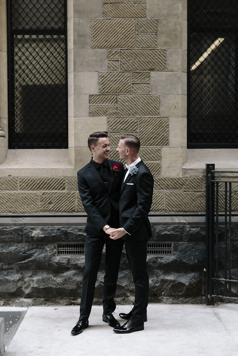  Alexander Ross and Nicholas Ross from Same-sex wedding directory Mr Theodore legally get married at Entrecote in South Yarra. Photos by Olivia and Thyme. 