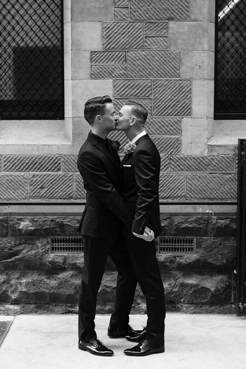  Alexander Ross and Nicholas Ross from Same-sex wedding directory Mr Theodore legally get married at Entrecote in South Yarra. Photos by Olivia and Thyme. 