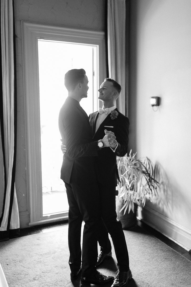  Alexander Ross and Nicholas Ross from Same-sex wedding directory Mr Theodore legally get married at Entrecote in South Yarra. Photos by Olivia and Thyme. 